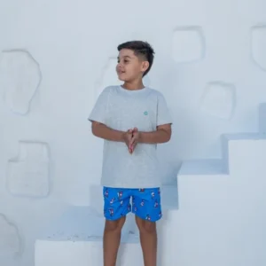 Conjunto Masculino Camisa (MESCLA BRANCO ) + Short Mauricinho Tactel Premium
