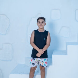 Conjunto Masculino REGATA (PRETO) + Short Mauricinho Tactel Premium